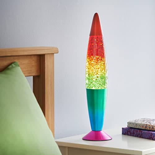 Image of Global Gizmos 48639 16" Rainbow Glitter Lamp/Retro Nostalgia/Relaxing Mood Light/Decorative Illumination