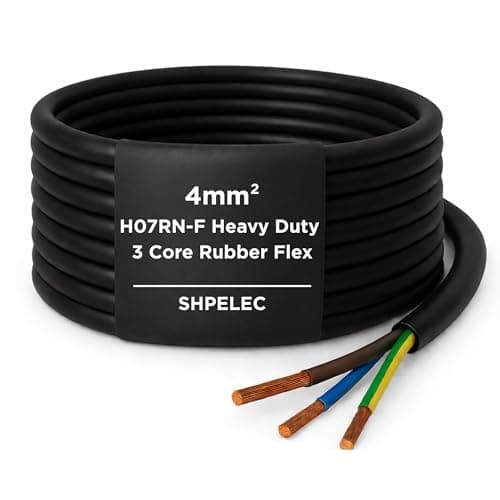 Image of SHPELEC® H07RN-F Rubber Flexible Power & Control Cable 3 Core 4mm² – Heavy Duty Industrial Use for Outdoor & Workshop Applications – Oil, Water & UV Resistant - 1m