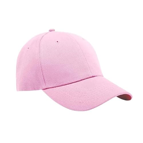 Image of Veesori Kids 5 Panel Baseball Cap – Toddler Boys Girls Adjustable Cotton Hat, Pre-Curved Brim Summer Sun Hat for School, Outdoor Play, Sports (Classic Pink)