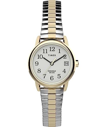 Image of Timex Women's Easy Reader® 25mm Watch, White Dial, Gold-Tone Case and Two-Tone Expansion Stainless Steel Bracelet,TW2W46500