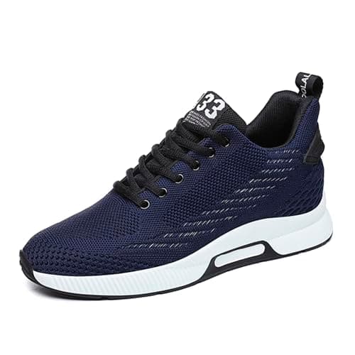 Image of Generisch 2026 Product Category Men's Trainers | Product Title 8 cm Heels Trainers Men's Casual Mesh Trainers Lightweight Breathable Lace-Up Shoes with Hidden Heel for Men, blue, 9 UK