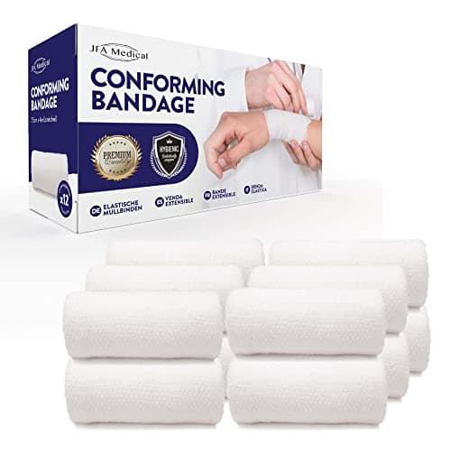Image of JFA Medical Conforming Bandage, Gauze Bandage Roll 7.5cm x 4m - Pack of 12