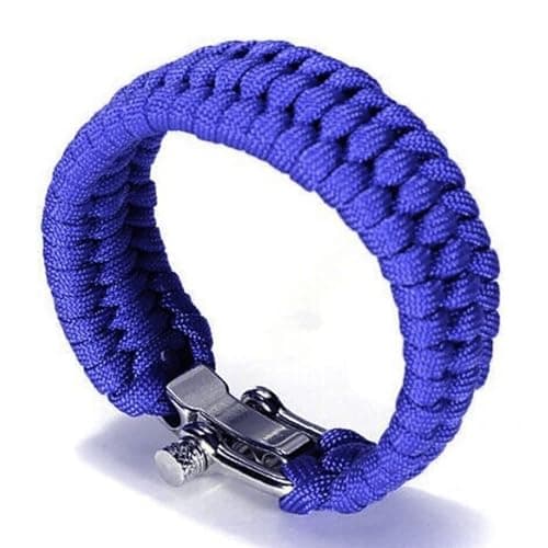Image of SEIWEI Paracord Survival Bracelet, Parachute Rope Woven Outdoor Bracelet with Adjustable Stainless Steel Buckle for Camping, Boating and Hiking (Blue)