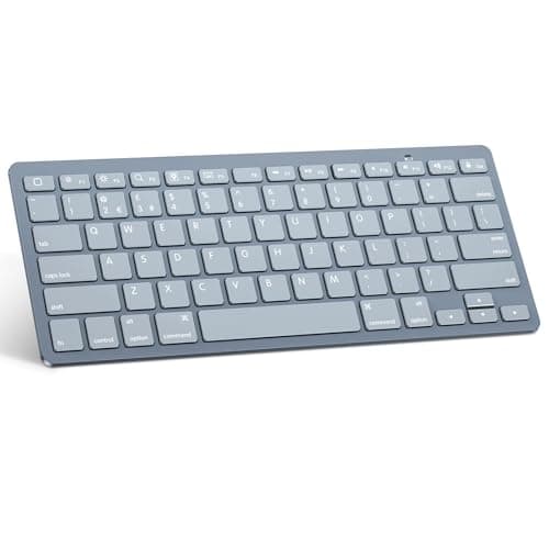 Image of OMOTON Bluetooth Wireless Keyboard for iOS Compatible with iPad Pro/Air/Mini, iPhone and More, UK QWERTY Keyboard Layout, Light Blue