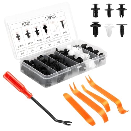Image of 105pcs Car Body Trim Clips, 6 Sizes 100pcs Plastic Rivets/Car Retainer Clips & 5pcs Car Screws Remover Tool for Most Models