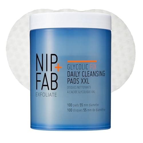 Image of Nip + Fab Glycolic Fix Daily Cleansing Pads XXL – 3% Glycolic Acid AHA Exfoliating Facial Wipes with Hyaluronic Acid for Resurfacing, Brightening & Smoothing, 100 Pads