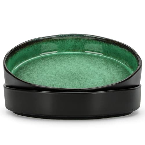 Image of CSYY Pasta Bowls, 22cm Porcelain Serving Bowls, 1000ml Large Deep Plates Round Premium Green Bowls Set for Salad, Pasta, Fruit(2pack)