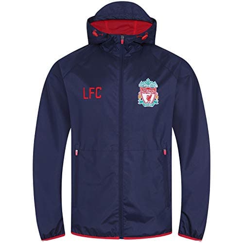 Image of Liverpool FC Official Gift Mens Shower Jacket Windbreaker Peaked Hood Navy Lge.