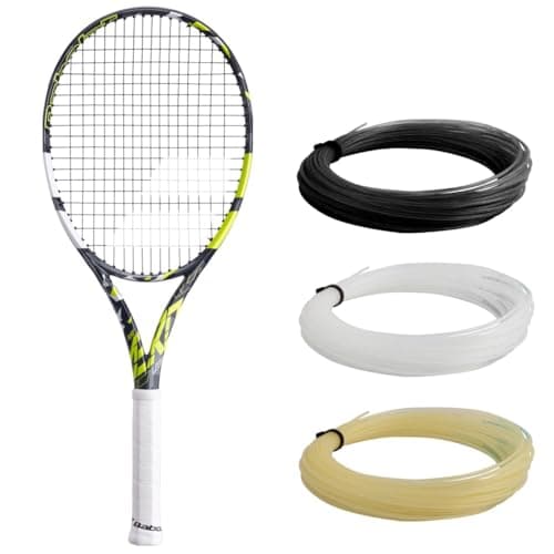 Image of Babolat Pure Aero Lite Tennis Racquet (4" Grip) Strung with 16g White Syn Gut at Mid-Range Tension
