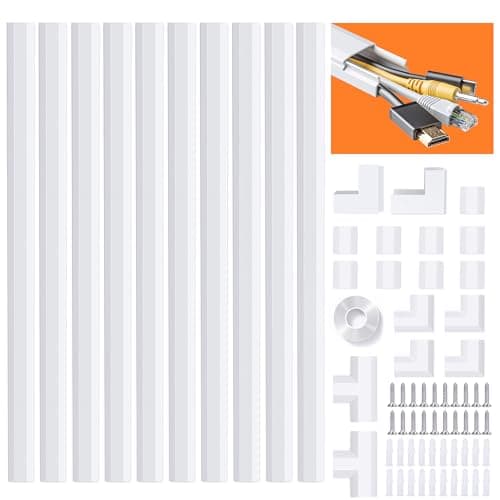 Image of MUDEELA Cable Trunking, 4 Meter Concealer, Cable Tidy Cable Raceway, Cable Management Kit for Home Office - 10 X L400mm, W30mm H17mm, White