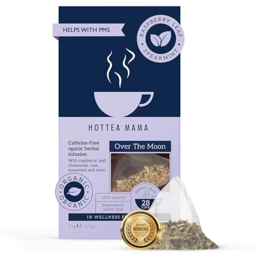 Image of HOTTEA MAMA | Over The Moon | Period Support Tea | Spearmint, Raspberry Leaf, Rose, Chamomile, Dandelion Root | 14 Whole Leaf Biodegradable Bags (28 Cups Of Tea)
