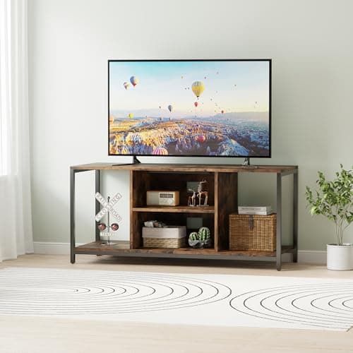 Image of AVC Designs TV Stand TV Console Storage Cabinet Rustic Brown For Living Room Up to 50" TV With Storage Shelf (110L cm)