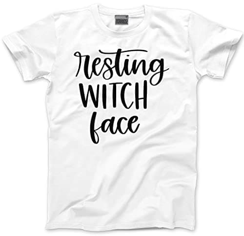 Image of HotScamp Resting Witch Face - Witches Halloween - Youth and Adults Unisex T-Shirt - Party Hocus Pocus Funny S White
