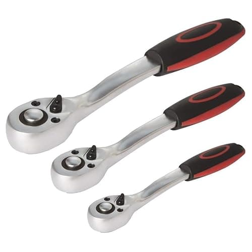 Image of DAYUAN 3pcs 1/4", 3/8", 1/2" Drive 72 Teeth Socket Wrench Ratchet Tool Set with Cushion Grip Handle Lock Socket Quick Lever Release