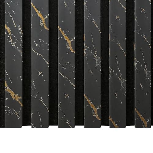 Image of Be-Creative Black & Gold Marble Effect Wall Panels – 4 Pack of 240x60cm Full wall panels (5.76m² coverage) - Luxury Feature Wall & Media Wall Paneling – High Gloss Decorative & Modern Decor