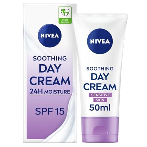 Image of NIVEA Sensitive Day Cream (50 ml), Face Cream and Moisturiser with SPF 15 for Sensitive Skin, Summer Skin Care Essentials, Sensitive Moisturising Cream