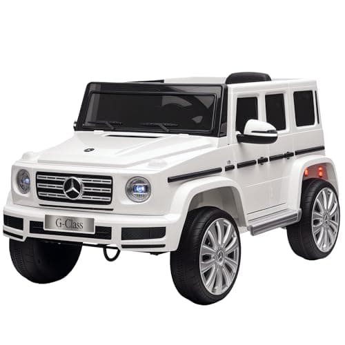 Image of HOMCOM Mercedes Benz G500 Licensed 12V Kids Electric Ride On Car Toy with Parental Remote Control Battery-powered 2 Motors Music Lights MP3 for 3-8 Years Old White