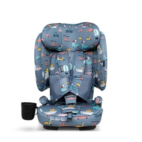 Image of Cosatto On The Go Foldable Portable Travel Car Seat & Booster Car Seat | 15 Months-12 Years | ISOFIX, Side Impact Protection, Anti-Escape Harness, Ultra Compact & Lightweight, Bag (Itchy Feet Sky)