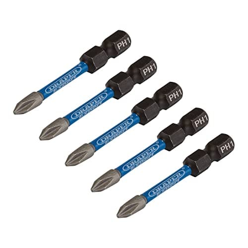 Image of Draper 05498 Cross Slot/PH Type Impact Screwdriver Bits, No.1 x 50mm (Pack of 5)