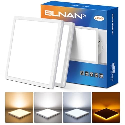 Image of BLNAN 2Pack LED Ceiling Light, 18W 1800LM Ceiling Lamp, 4W Warm Night Light, 3000K/4000K/5000K Ceiling Light for Bedroom Kitchen Balcony Basement Bathroom Hallway, Square White 22CM