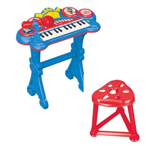 Image of Lexibook Paw Patrol Electronic keyboard, seat, microphone, MP3 player, sound effects, demo tunes, blue/red, K707PALXB