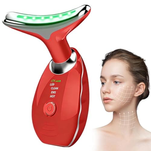Image of IGEAIIE 7-in-1 LED Facial Sculptor, Face Massager Lifting Device with EMS Microcurrent, 45°C Heating & Vibration, Anti-Wrinkle Neck & Eye Massager for Skin Firming, Anti-Aging & Tightening Care(Red)