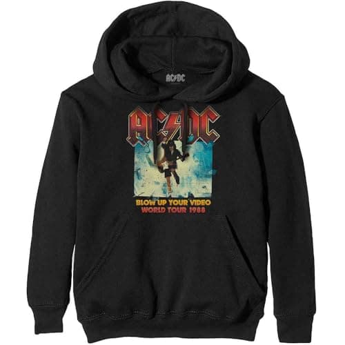 Image of Rock Off officially licensed products Ac/Dc Black Blow Up Your Video Official Unisex Hoodie Hooded Top (Large)