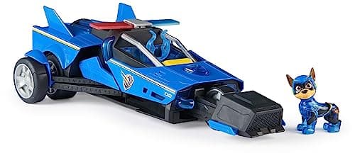 Image of Paw Patrol: The Mighty Movie, Chase’s Mighty Transforming Cruiser with Mighty Pups Action Figure, Lights and Sounds, Kids’ Toys for Boys and Girls 3+