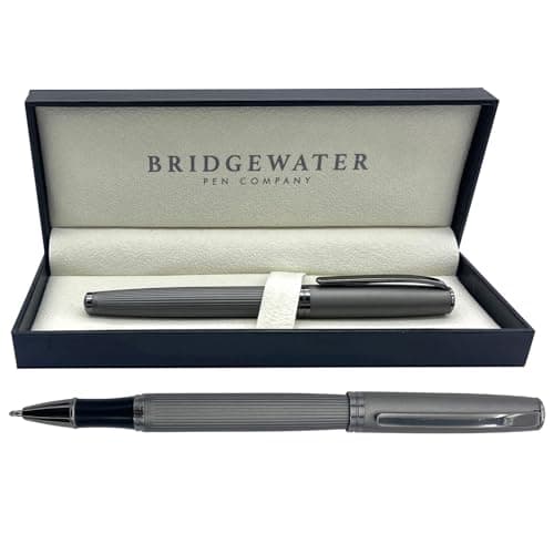Image of Bridgewater Pen Company Executive Roller Ball Point Pen Collection, Boxed, Sleeved (Sterling, Grey)