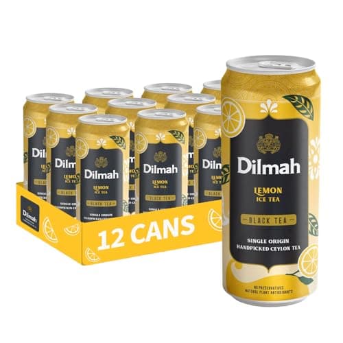 Image of Dilmah Lemon tea | Iced Tea 330ml Can | Pack of 12 | No preservatives | Freshly Hand Picked Leaves | | Natural Antioxidants | Pure Ceylon Black Tea | Ready to Drink Ice Tea