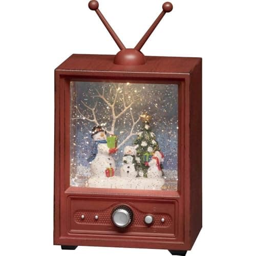 Image of Konstsmide Christmas Decorations LED Snow Globe TV Lantern Snowman Family Scene, Water Filled/Water Spinner/Indoor Use (IP20)/Battery Operated 3xC 1.5V (excl.) or Mains/Warm White Diode