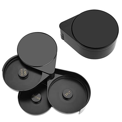 Image of HAOHIZE 3 Tier Bar Glass Rimmer, Bar Juice Cocktail Seasoning Box Glass Rimming Station Salt Rimmer for Cocktails Black Plastic Glass Rimming Sugar Salt Rim Glass, Bartender Tool