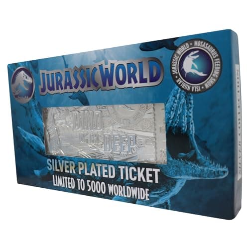 Image of Fanattik UV-JWD11 Jurassic World Limited Edition Silver Plated Mosasaurus Ticket, Multi-Coloured