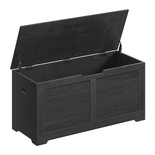 Image of VASAGLE Chest, Bench, Blanket Box with 2 Safety Hinges, Shoe, Farmhouse Style, for Hallway, Bedroom, Living Room, Honey Brown LSB061K01