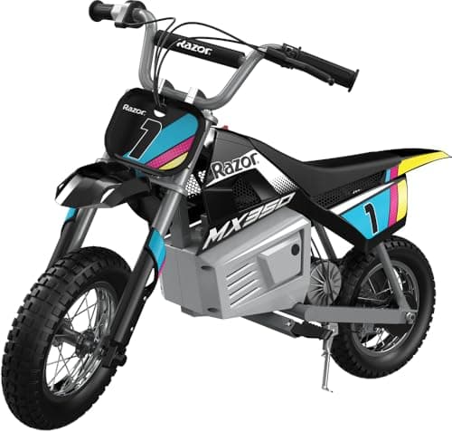 Image of Razor MX350 Dirt Rocket With Decals – Electric-Powered Dirt Bike for Kids 8+, Up to 14 MPH, High/Low Speed Switch, Up to 60 Minutes Ride Time