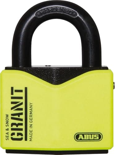 Image of ABUS Granit Padlock 37/55 Sea & Snow – Made of Hardened Special Steel – with ABUS Plus disc Cylinder – Security Level 10 – Black/Yellow