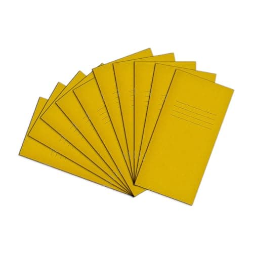 Image of Rhino 8 x 4 Exercise Books, 32-Page / 8mm Lined Paper Notebook, 10-Pack, Writing Book, Office & School Stationery Supplies, Yellow