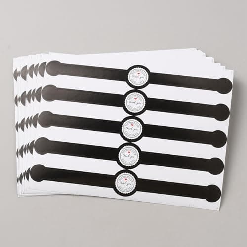 Image of BENECREAT 300 Pack 5.87x8.07 Inch/15x20.5cm Food Seal Stickers, Package Seal Labels, Black Paper Adhesive for Retail Bakery Packaging