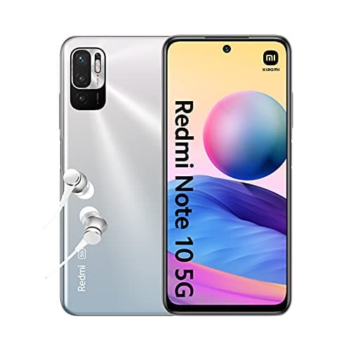 Image of Xiaomi Redmi Note 10 5G - Smartphone 4GB+64GB, 90Hz 6.5” DotDisplay, MediaTek Dimensity 700 5G, 48MP+2MP+2MP Triple Camera, 5000mAh, Chrome Silver (UK Version+2 Year Xiaomi Warranty) (Renewed)