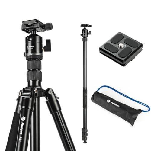 Image of Fotopro 60" Camera Tripod Aluminum Compact Travel Tripod and Monopod with 360° Ball Head Quick Release Plate Professional Camera Tripod for DSLR A4I/A5I (Black, 81inch A5i)