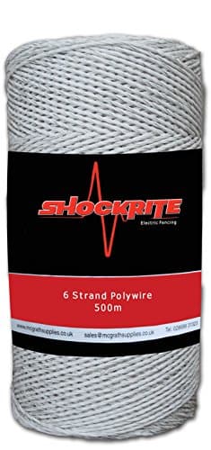 Image of ShockRite 500m x 2mm Electric Fence White Polywire 6 x Stainless Steel Strands