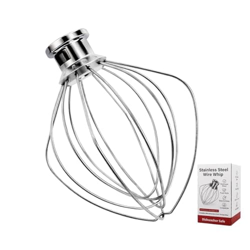 Image of Whole Stainless Steel K45WW Whisk Attachment for KitchenAid 4.5-5 Tilt-Head Mixer, Dishwasher Safe Wire Whip for Kitchen Aid