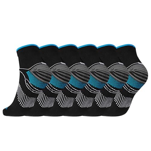 Image of Radsocken 6 Pairs Compression Socks for Men & Women, Upgraded Plantar Fasciitis Sock for Ankle Support Pain Relief Heel Spur Pain Athletic Sports Running Travel, Black&blue