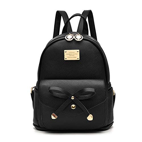 Image of I IHAYNER Mini Backpack Purse for Women Girls, PU Leather Small Rucksack with Bowknot, Cute Fashion Backpack for Daily Travel Shopping Lightweight Daypack Black