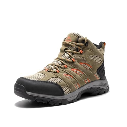 Image of NORTIV 8 Women's Waterproof Hiking Boots Outdoor Trekking Mid Backpacking Mountaineering lightweight boots,Size 7,Brown/Orange,SNHB2212W