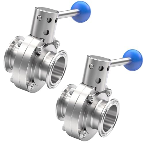 Image of Aienxn 2PCS 1.5 Inch Sanitary Butterfly Valve with Pull Handle, 304 Stainless Steel Tri Clamp Clover (1.5" Tube OD) Fit for 1.5 Inch Tri-Clamp Q-085