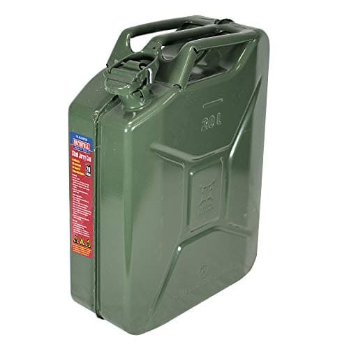 Image of Faithfull 20 Litre Metal Jerry Can – UN & TUV/GS Certified Fuel Container, Carbon Steel Construction, Painted Inside & Out with Lockable Cap, Triple Handle, Gasket Seal & Breather Pipe – Green, 20L