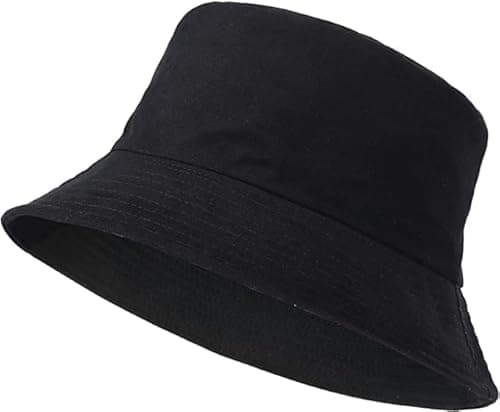 Image of ZRWASKA® Unisex Bucket Hat Reversible Mens, Womens Cotton Fisherman Hats for Hunting, Camping, Hiking, Travelling, Fishing, Football Summer Sun Hat Plain Colours Size 56-58cm (Black)