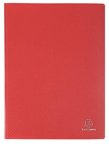 Image of Exacompta - Ref 8825E - Semi-Rigid PP Display Book - Suitable for A4 Documents, Wipeable Cover, 500 Micron Polypropylene, 20 Pockets, 40 Viewing Pages - Red Cover