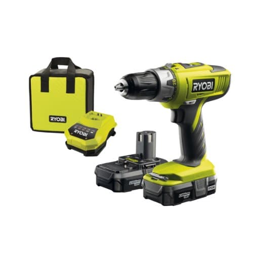 Image of Ryobi LLCDI18022 ONE+ 18V Cordless Combi Drill with 2X 1.3AH Batteries and Charger